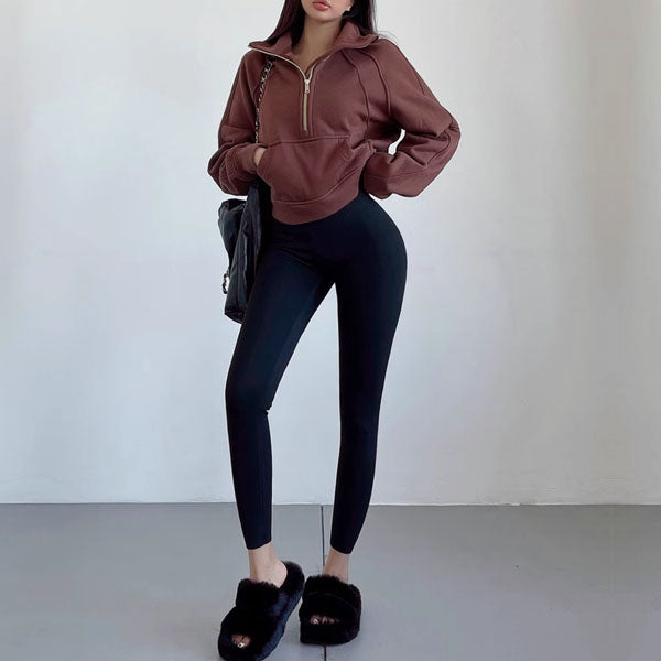 Lana Zipper Lapel Cropped Sweater