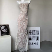 Ruby Elegance 2-Pc Full Lace Maxi Dress