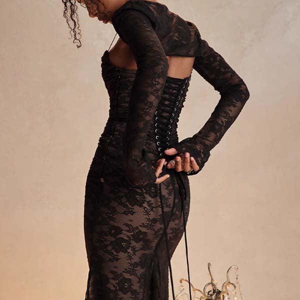 Ruby Elegance 2-Pc Full Lace Maxi Dress