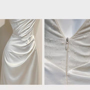 Natalia Elegant Draped Corset with Lace Detail Evening Dress