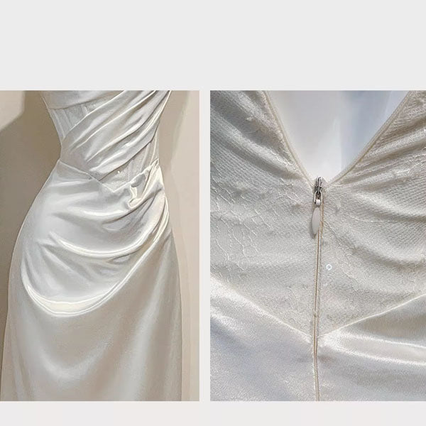 Natalia Elegant Draped Corset with Lace Detail Evening Dress