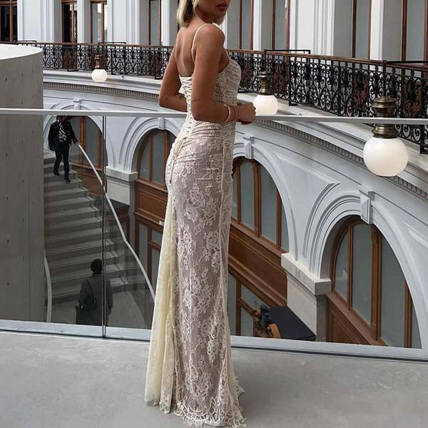 Ruby Elegance 2-Pc Full Lace Maxi Dress