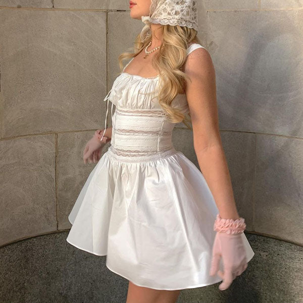 Karina Sweet Lace White Mini Dress