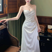 Natalia Elegant Draped Corset with Lace Detail Evening Dress
