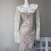 Ruby Elegance 2-Pc Full Lace Maxi Dress