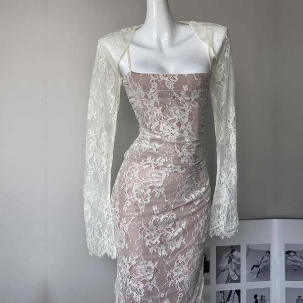 Ruby Elegance 2-Pc Full Lace Maxi Dress