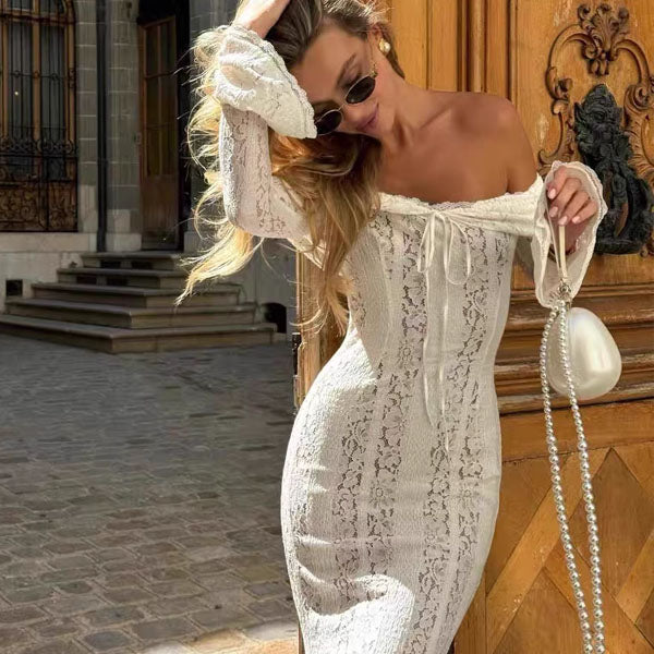 Carina Elegance Ivory Lace Mermaid Maxi Dress S Carina Elegance Ivory Lace Mermaid Maxi Dress S