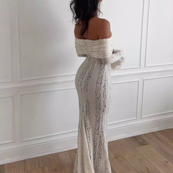 Carina Elegance Ivory Lace Mermaid Maxi Dress