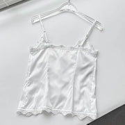 Clairene White Button-Up Lace Cami Top