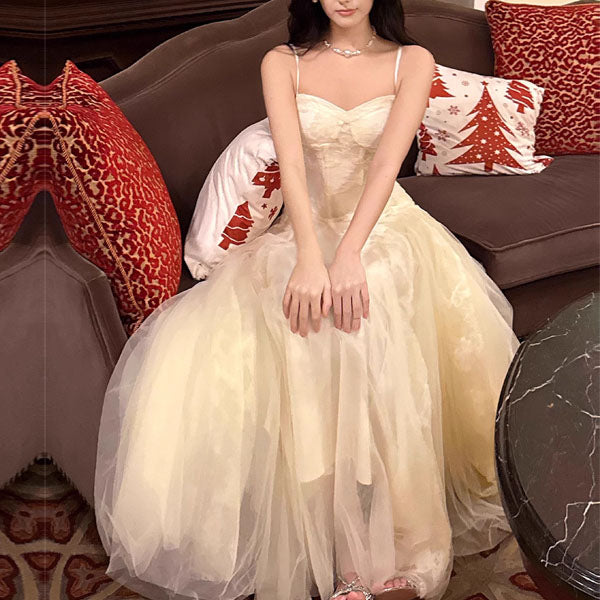 Theia Radiance Cream Lace Tulle Evening Dress