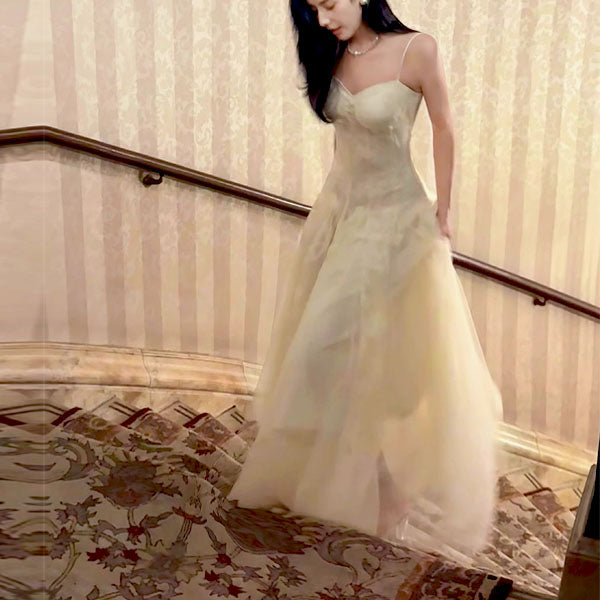 Theia Radiance Cream Lace Tulle Evening Dress