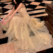 Theia Radiance Cream Lace Tulle Evening Dress