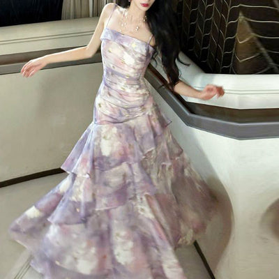 Viola Lavender Bloom Tiered Ruffles Dress