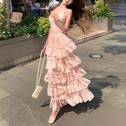 Eleana Romantic Blossom Layered Ruffle Maxi Dress