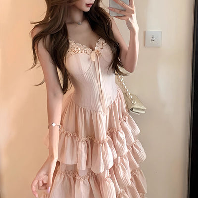 Eleana Romantic Blossom Layered Ruffle Maxi Dress