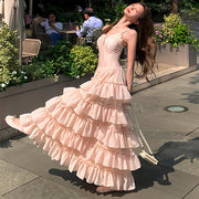 Eleana Romantic Blossom Layered Ruffle Maxi Dress