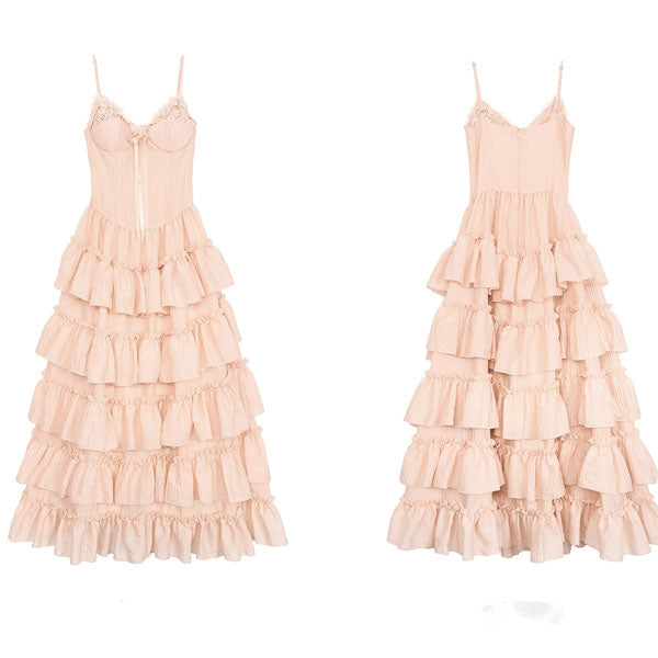 Eleana Romantic Blossom Layered Ruffle Maxi Dress