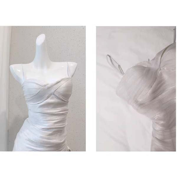 Pamela Enchanting Silver White Ruffled Tiered Maxi Dress