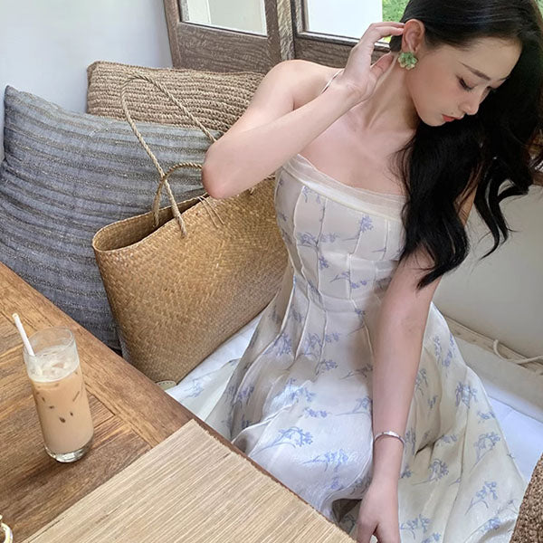 Hillary Elegant Whisper Backless Floral Maxi Dress