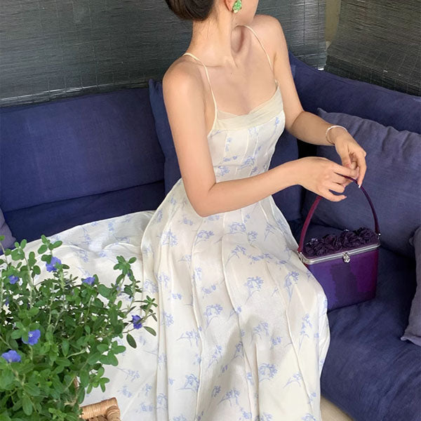 Hillary Elegant Whisper Backless Floral Maxi Dress