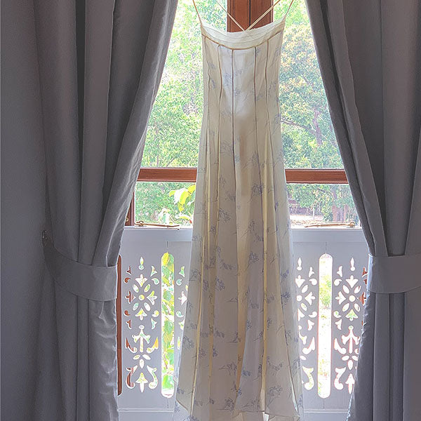 Hillary Elegant Whisper Backless Floral Maxi Dress
