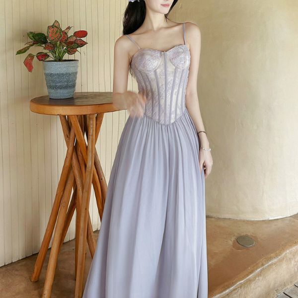 Serina Lilac Whisper Romantic Lace Corset Dress
