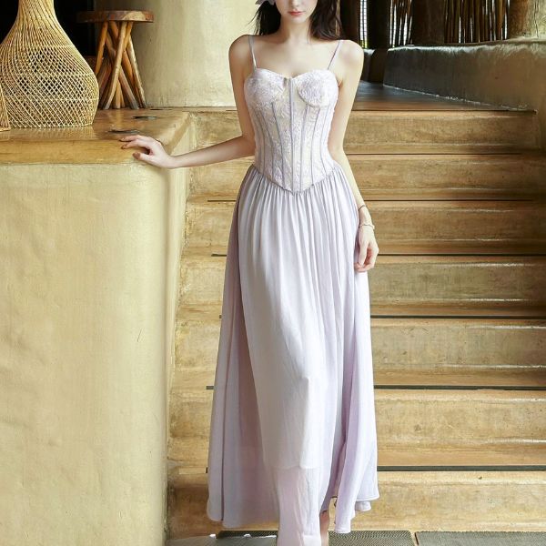 Serina Lilac Whisper Romantic Lace Corset Dress
