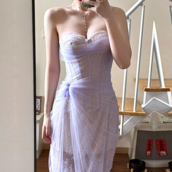 Elyssa Rare Beauty Bustier Tulle Bodycon Dress