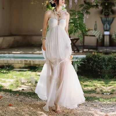 Lizzie Ethereal White Lace-Up Back Maxi Dress – The Wildflower Shop