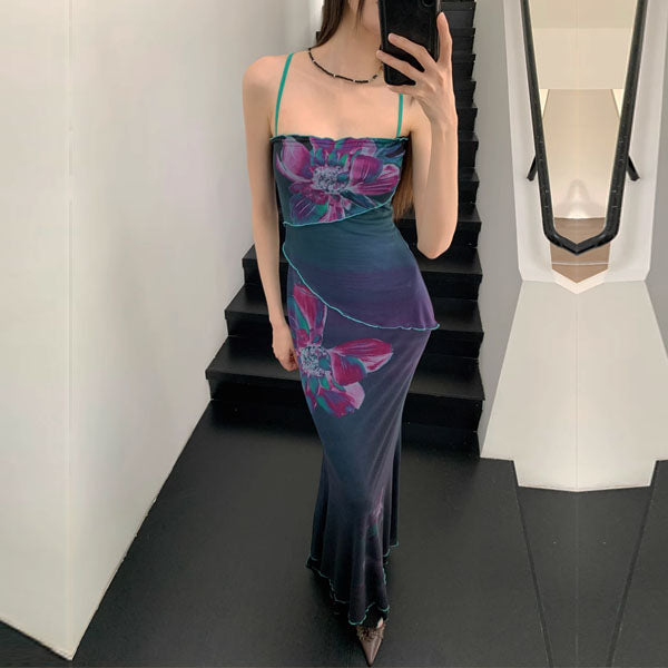 Merinda Floral Mermaid Maxi Dress M / Blue/Green / Longer (Height Above 168cm) Merinda Floral Mermaid Maxi Dress M / Blue/Green / Longer (Height Above 168cm)