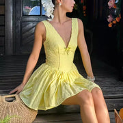 Kellina Scallop Neckline Eyelet Lace Mini Dress