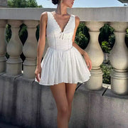 Kellina Scallop Neckline Eyelet Lace Mini Dress