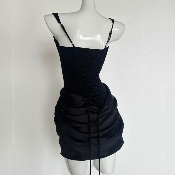 Amira Lace Up Back Corset Mini Dress S / Black Amira Lace Up Back Corset Mini Dress S / Black