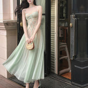 Amber Ethereal Mint Spaghetti Strap Flowy Dress