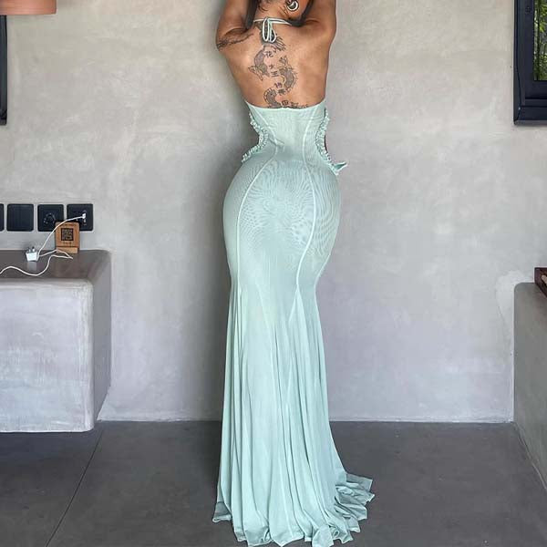 Rosie Sophistication Halter Mermaid Maxi Dress