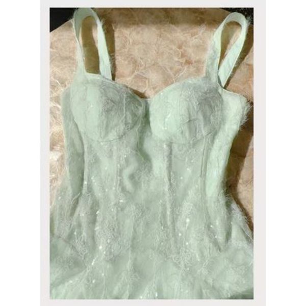 Nerina Pastel Mint Floral Embroidered Dress M Nerina Pastel Mint Floral Embroidered Dress M