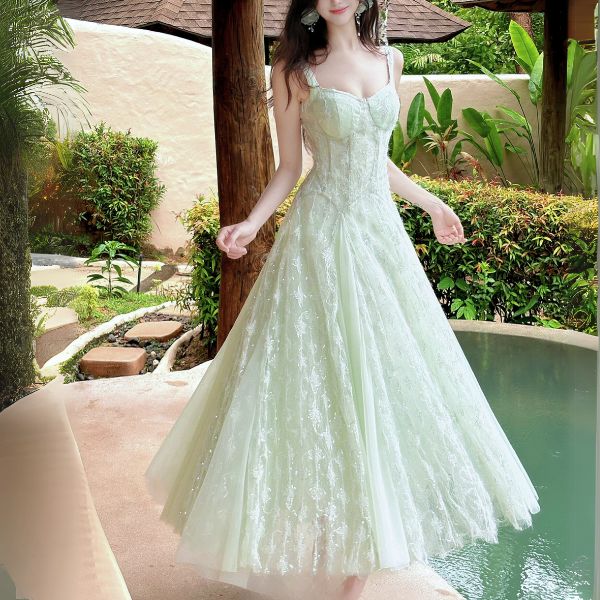 Nerina Pastel Mint Floral Embroidered Dress M Nerina Pastel Mint Floral Embroidered Dress M