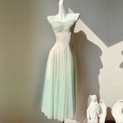 Amber Ethereal Mint Spaghetti Strap Flowy Dress