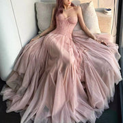 Natalie Romantic Lace Floral Corset Tulle Evening Dress