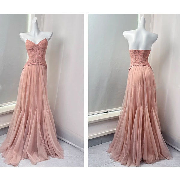 Natalie Romantic Lace Floral Corset Tulle Evening Dress