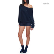 Ellen Navy Off-Shoulder Oversized Sweatshirt