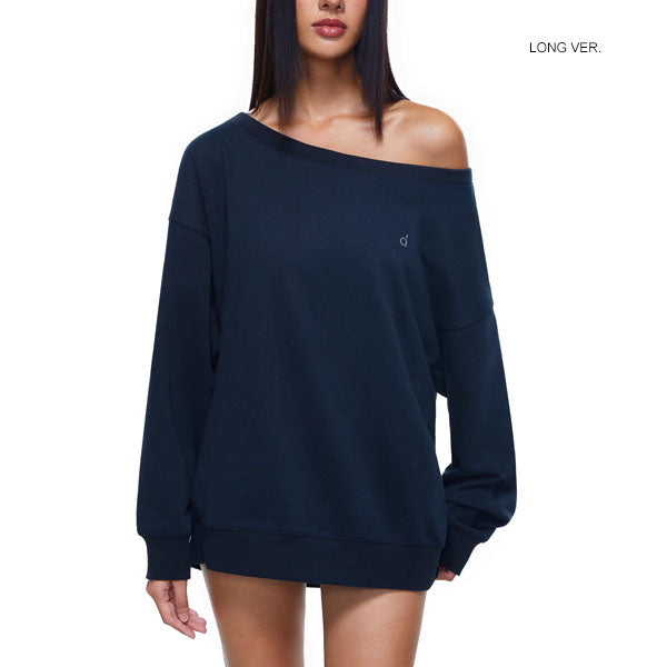 Ellen Navy Off-Shoulder Oversized Sweatshirt