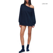 Ellen Navy Off-Shoulder Oversized Sweatshirt