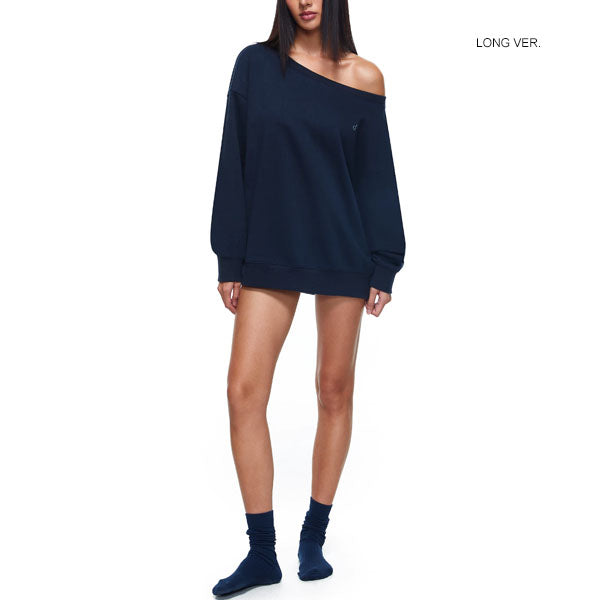 Ellen Navy Off-Shoulder Oversized Sweatshirt