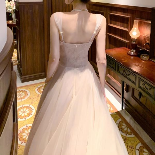 Celestia Blush Tulle Romantic Vintage-Inspired Dress S Celestia Blush Tulle Romantic Vintage-Inspired Dress S