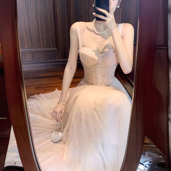 Celestia Blush Tulle Romantic Vintage-Inspired Dress
