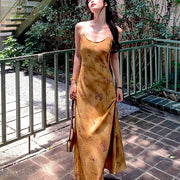 Ira Golden Butterfly Spaghetti Strap Maxi Dress