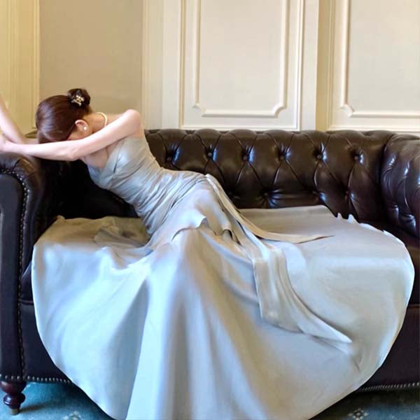 Pamela Enchanting Ruffled Tiered Maxi Dress M / Sage Grey Pamela Enchanting Ruffled Tiered Maxi Dress M / Sage Grey
