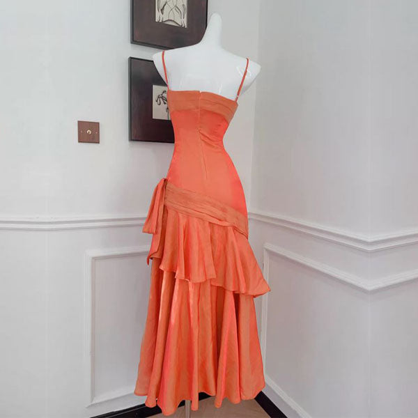 Pamela Sunset Orange Enchanting Ruffled Tiered Maxi Dress