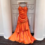 Pamela Sunset Orange Enchanting Ruffled Tiered Maxi Dress